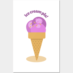 ice cream please purple scoop in cone Posters and Art